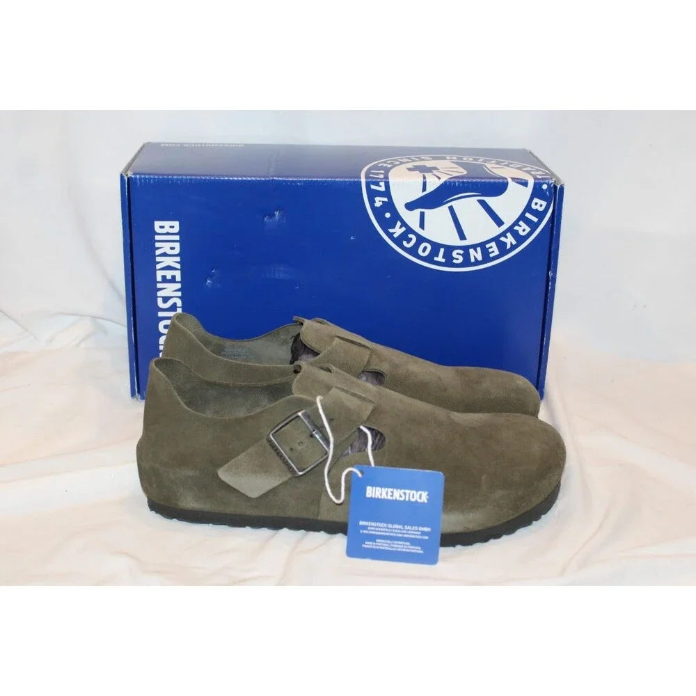 Birkenstock London Men's BS Black Suede Sandals DRIED THYME EU 43 REGULAR‎ US 10